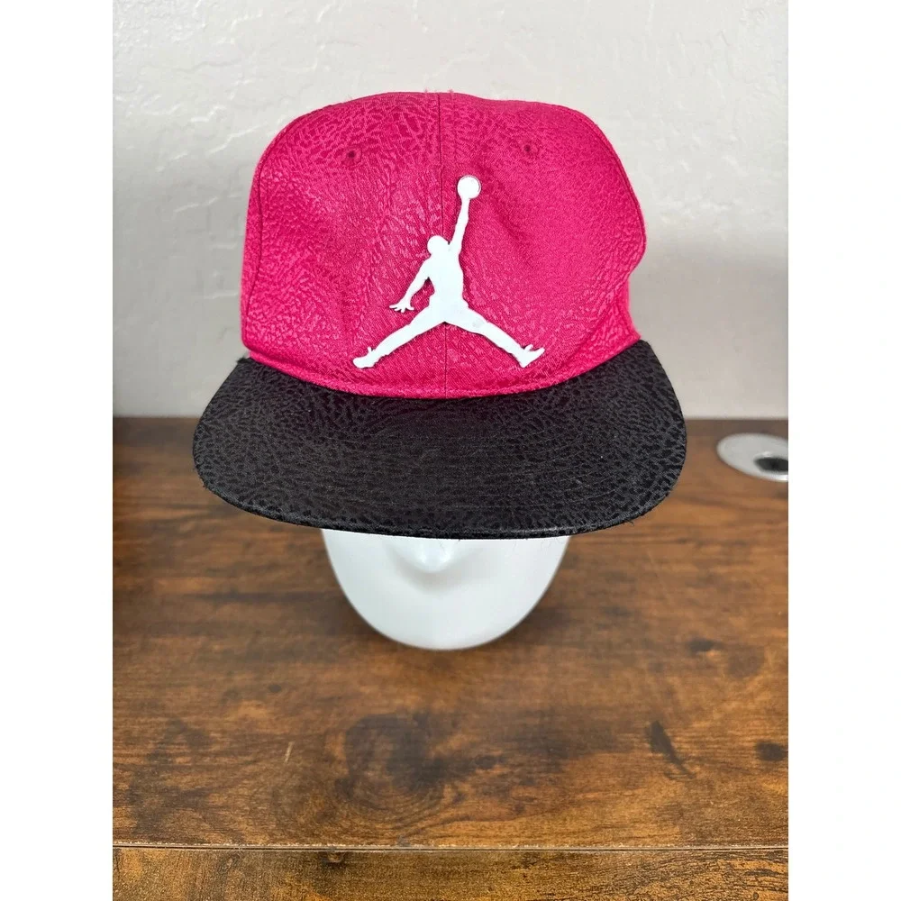 Jordan Jumpman Youth Snapback Hat Pink Black Elephant Print 1623-V12